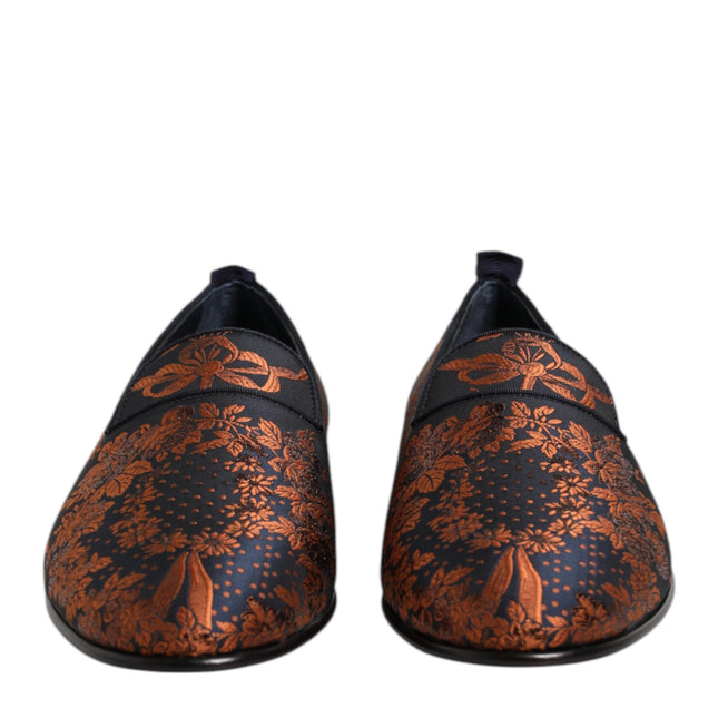 Dolce & Gabbana Black Jacquard Polyester Slip On Loafers Shoes