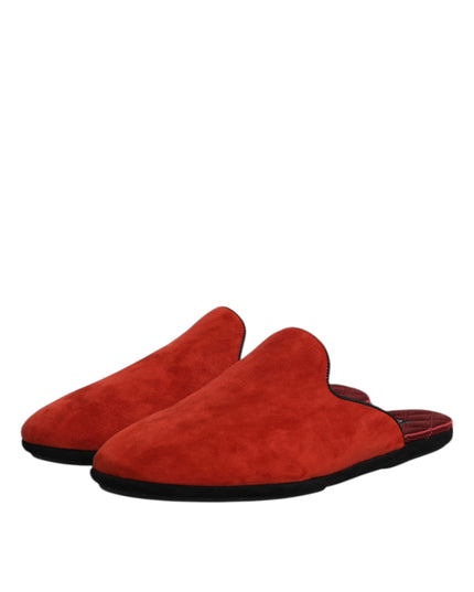 Dolce & Gabbana Orange Suede Slides Flat Slipper Shoes