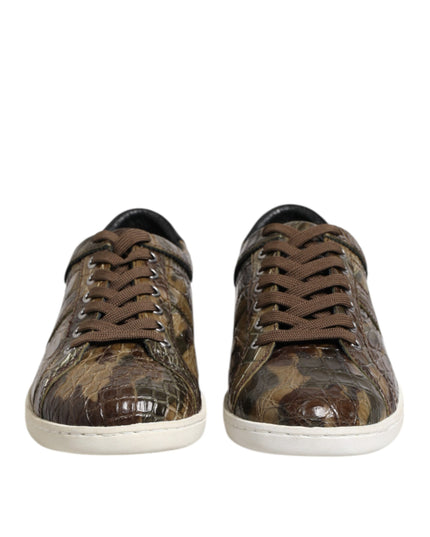 Dolce & Gabbana Brown Exotic Leather Low Top Sneakers Shoes