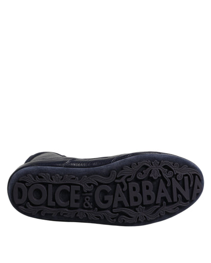Dolce & Gabbana Dark Blue Leather KING High Top Sneakers Shoes