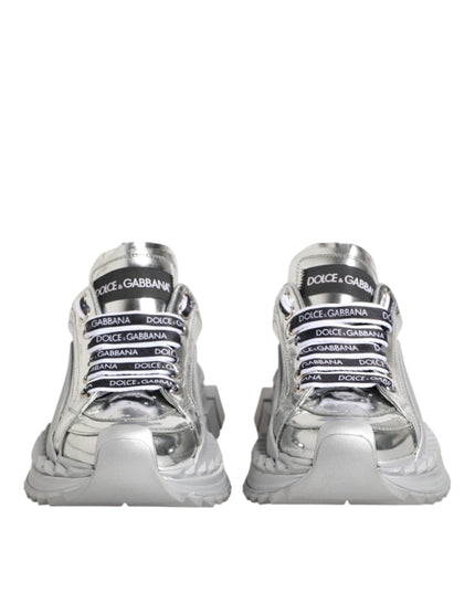 Dolce & Gabbana Silver Leather Super Queen Sneakers Shoes