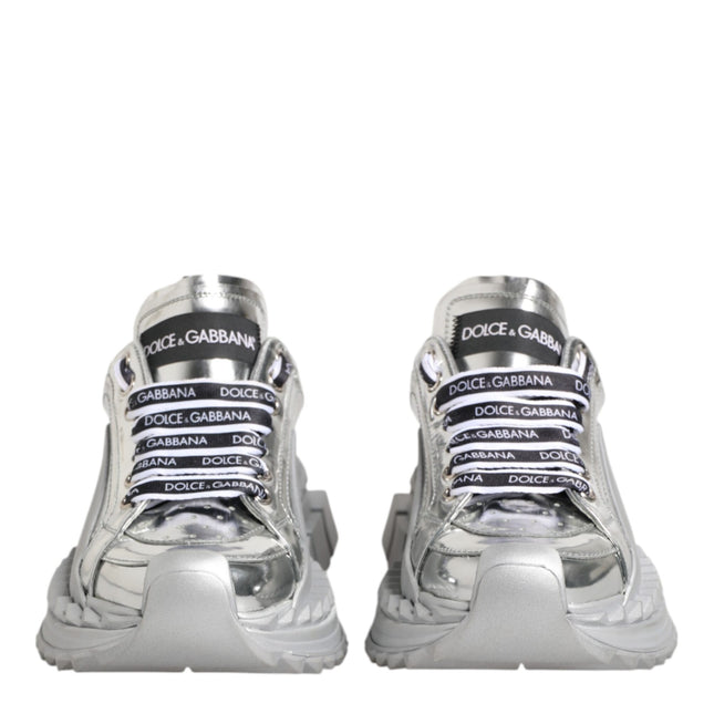 Dolce & Gabbana Silver Leather Super Queen Sneakers Shoes