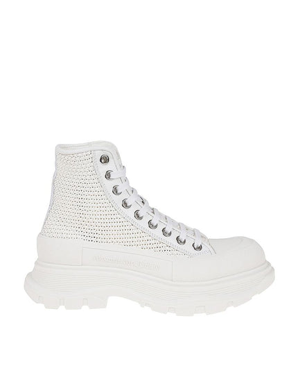 Alexander McQueen White Raffia High Top Sneakers
