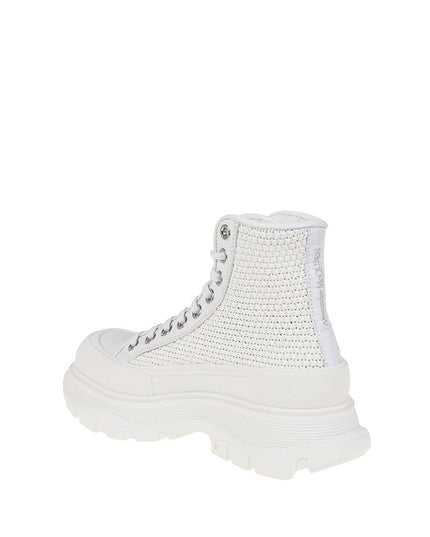 Alexander McQueen White Raffia High Top Sneakers