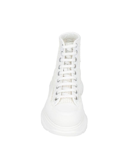 Alexander McQueen White Raffia High Top Sneakers