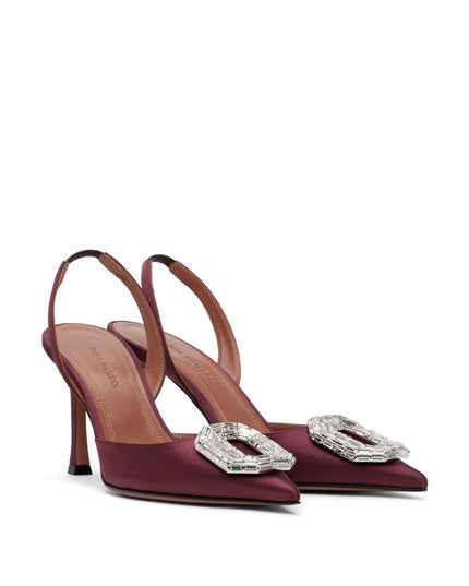 Amina Muaddi Red Silk High Heel Pumps