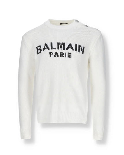 Balmain White Cotton Sweatshirt