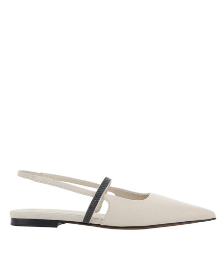 Brunello Cucinelli White Calfskin Ballet Flats