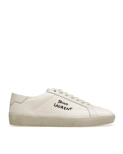 Saint Laurent White Canvas Low Top Sneakers