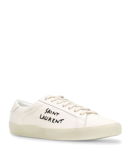 Saint Laurent White Canvas Low Top Sneakers