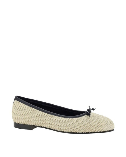 Manolo Blahnik Beige Raffia Ballet Flats