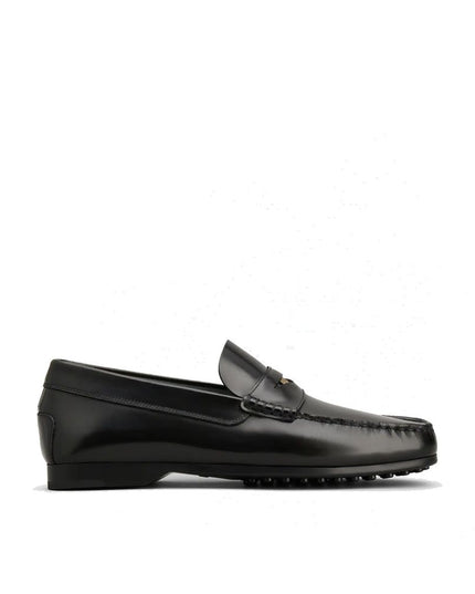 Tod's Black Calfskin Slip-On Loafers