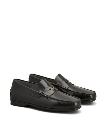Tod's Black Calfskin Slip-On Loafers