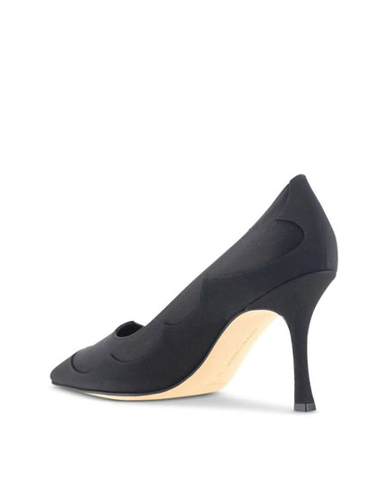 Manolo Blahnik Black Silk High Heel Pumps