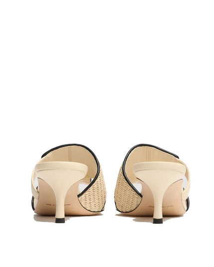 Manolo Blahnik Beige Leather Stiletto Heel Sandals