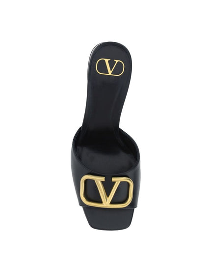 Valentino Garavani Black Calfskin Stiletto Heel Sandals