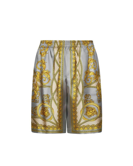 Versace Gray Silk Short And Mini Shorts