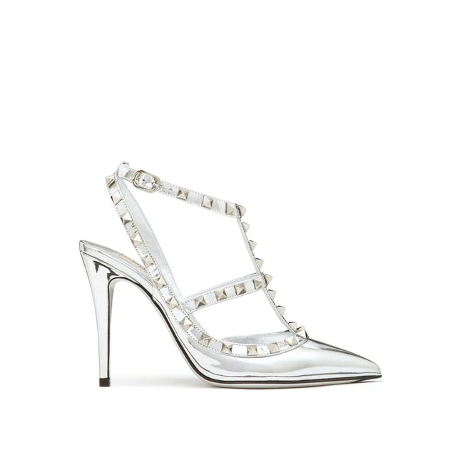 Valentino Garavani Silver Leather High Heel Pumps