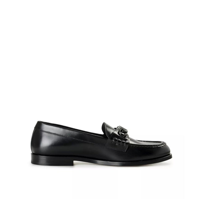 Valentino Garavani Black Leather Slip-On Loafers