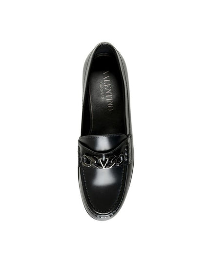 Valentino Garavani Black Leather Slip-On Loafers