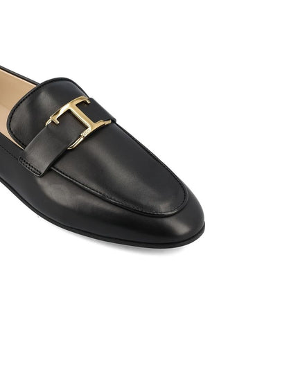 Tod's Black Calfskin Slip-On Loafers