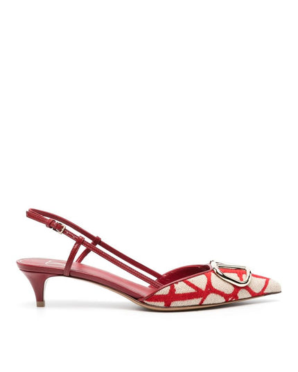 Valentino Garavani Red Leather Mid Heel Pumps