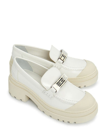 Dior White Calfskin Platform Loafers