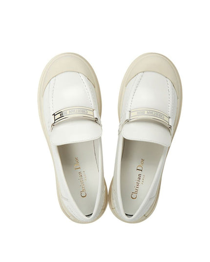 Dior White Calfskin Platform Loafers