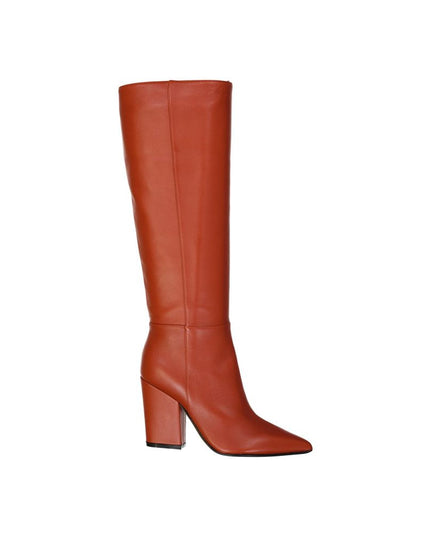 Sergio Rossi Orange Lamb Leather High Heel Boots