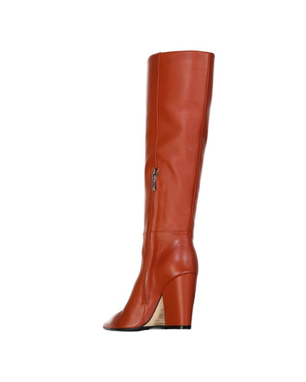 Sergio Rossi Orange Lamb Leather High Heel Boots