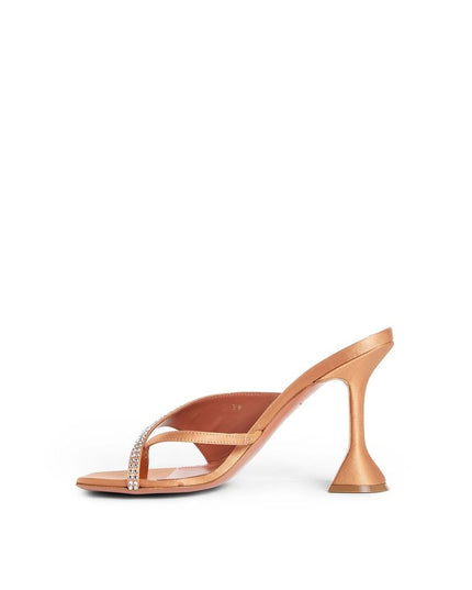 Amina Muaddi Orange Silk Mules