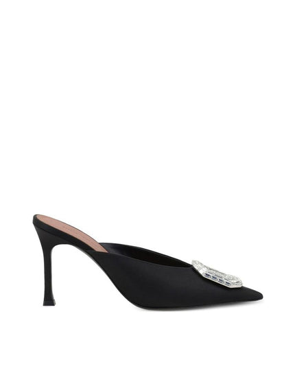 Amina Muaddi Black Silk Mules