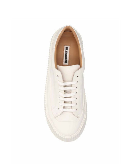 Jil Sander White Calfskin Platform Sneakers