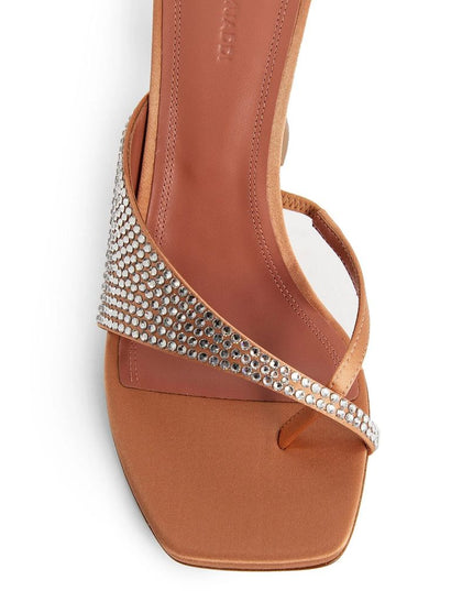 Amina Muaddi Orange Silk Mules