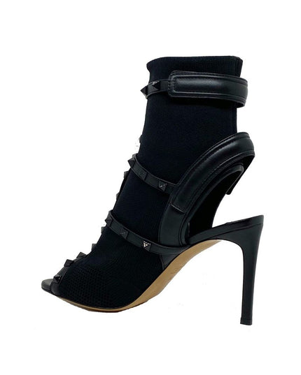 Valentino Garavani Black Leather Stiletto Heel Sandals