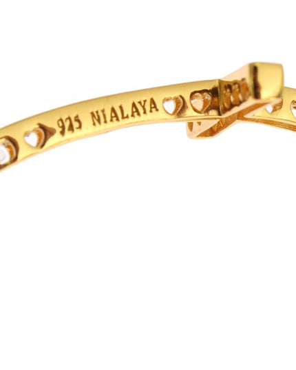 Nialaya Matte Onyx Stone Gold CZ Cross 925 Silver Bracelet