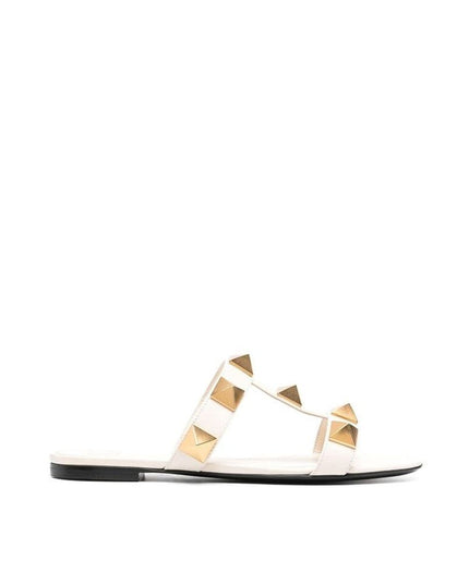 Valentino Garavani White Calfskin Flat Sandals