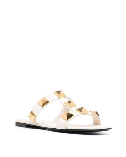 Valentino Garavani White Calfskin Flat Sandals