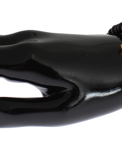 Nialaya Matte Onyx Stone Gold CZ Cross 925 Silver Bracelet