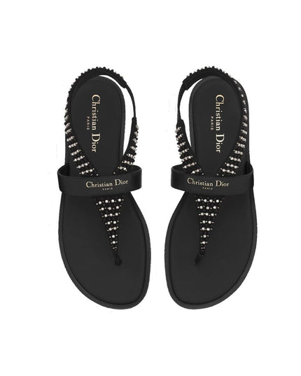 Dior Black Calfskin Flat Sandals