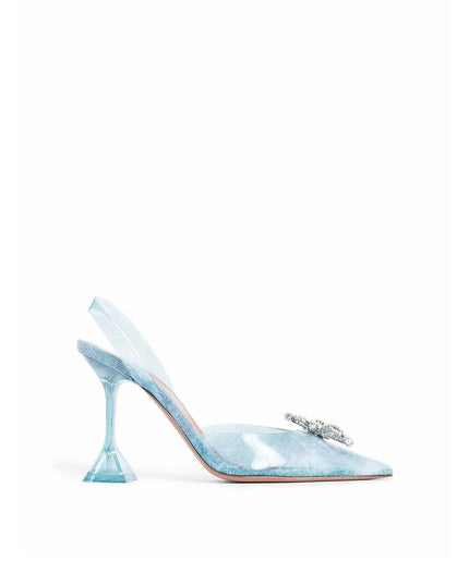 Amina Muaddi Blue Plexiglass High Heel Pumps