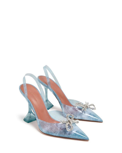 Amina Muaddi Blue Plexiglass High Heel Pumps