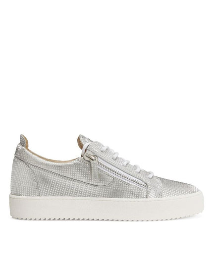Giuseppe Zanotti Silver Fabric Low Top Sneakers