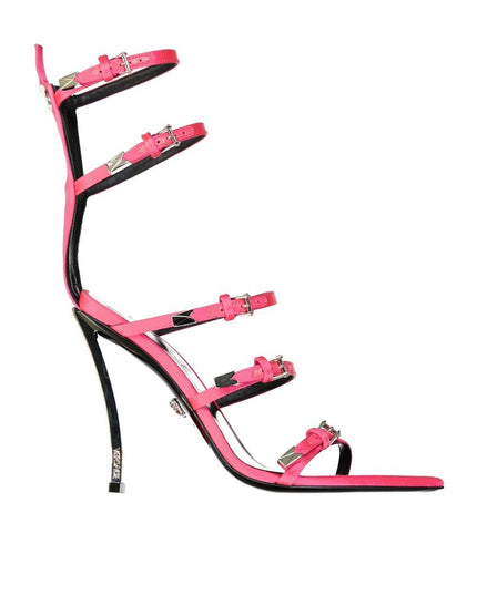 Versace Multicolor Silk Stiletto Heel Sandals