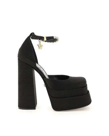 Versace Black Silk Platform Pumps