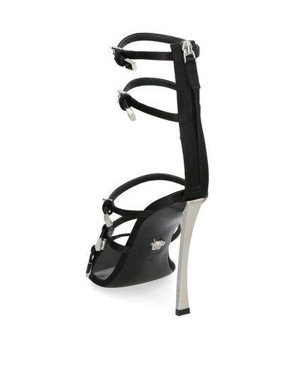 Versace Black Calfskin Stiletto Heel Sandals