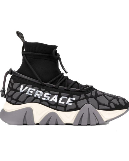Versace Black Fabric Athletic Sneakers