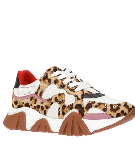 Versace Beige Leather Chunky Sneakers