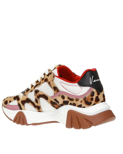 Versace Beige Leather Chunky Sneakers