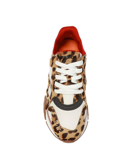 Versace Beige Leather Chunky Sneakers